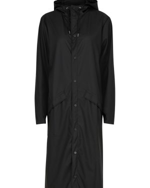 Rains Longer Matte Black Rubberised Raincoat - L