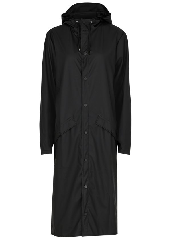 Rains Longer Matte Black Rubberised Raincoat - L