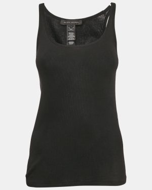 Ralph Lauren Black Rib Knit Cotton Tank Top L