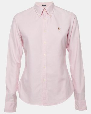 Ralph Lauren Pink Cotton Button Front Long Sleeve Shirt M