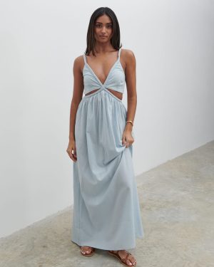 Ramona Cut Out Maxi Dress - Powder Blue, 16