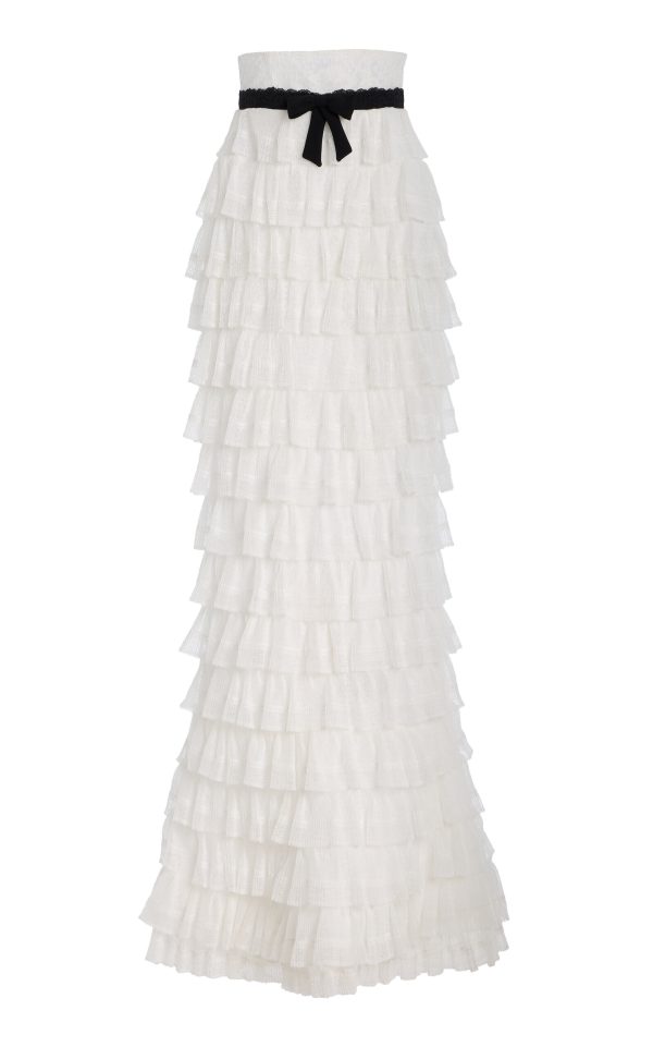 Rasario - Tiered Lace Maxi Skirt - White - FR 34 - Moda Operandi