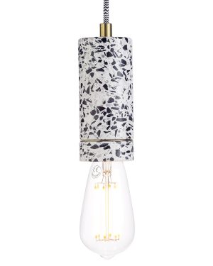 Razzo Terrazzo Drop Cap Pendant, Black and White