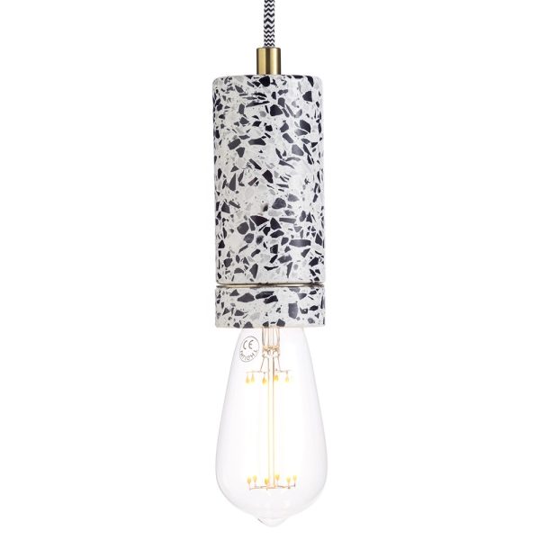 Razzo Terrazzo Drop Cap Pendant, Black and White
