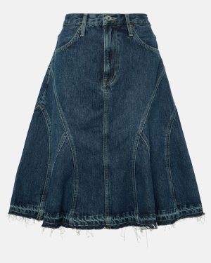 Re/Done Pleated denim midi skirt