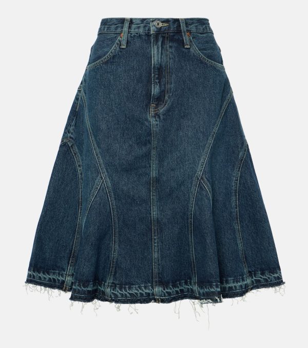 Re/Done Pleated denim midi skirt