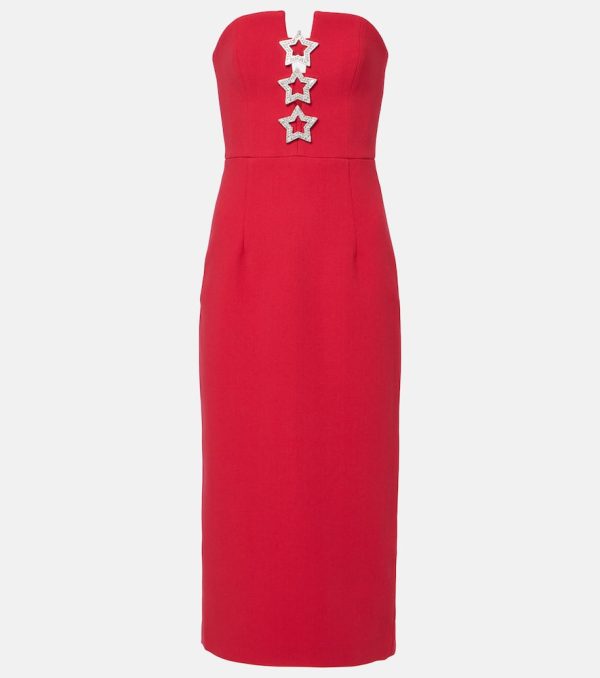 Rebecca Vallance Akari embellished strapless crepe midi dress