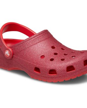 (Red, 6 (Adults')) Crocs Classic Glitter Thermoplastic Cherry Red Clogs