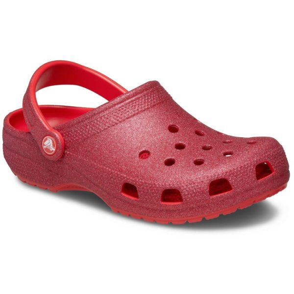 (Red, 6 (Adults')) Crocs Classic Glitter Thermoplastic Cherry Red Clogs