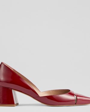 Red Cecile Patent Block Heeled Court Shoes
