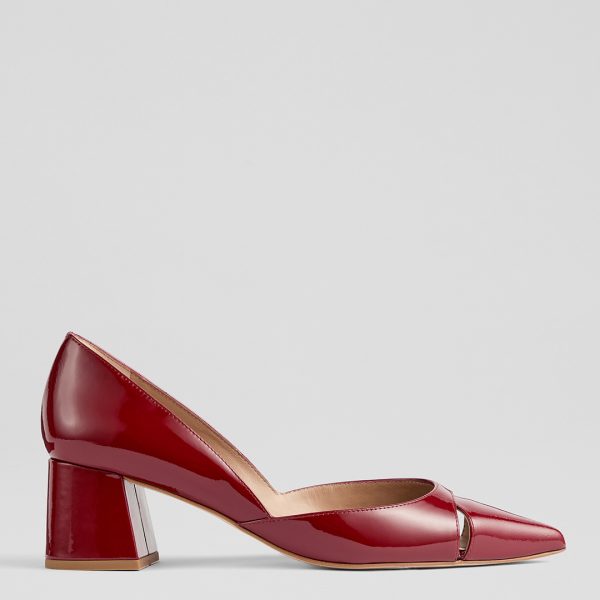 Red Cecile Patent Block Heeled Court Shoes