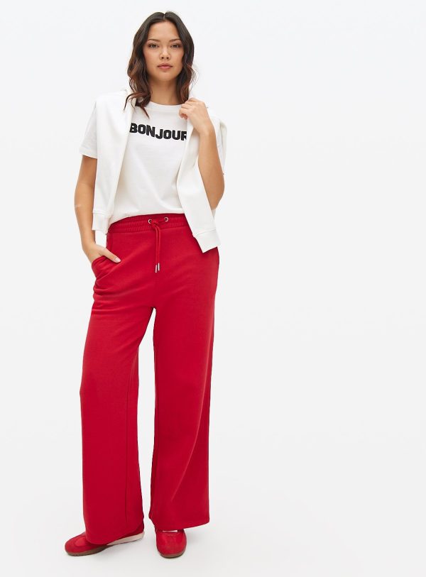 Red Core Wide Leg Joggers
