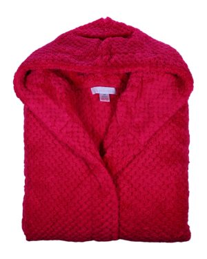 (Red, Extra Large - UK 20/22) Slenderella Ladies Waffle Fleece Hooded Wrap Dressing Gown