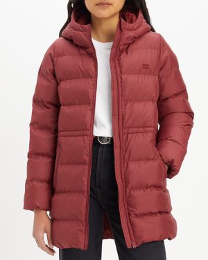 Red Hooded Puffer Coat