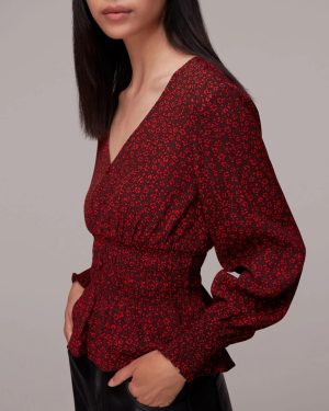 Red Jenny Floral Print Peplum Top