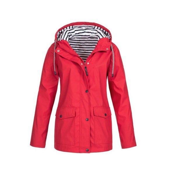 (Red, L) Women's Waterproof Raincoat Ladies Outdoor Wind Rain Forest Jacket Coat Rainy