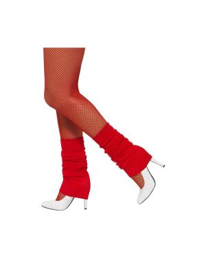Red Ladies 80's Leg Warmers - 1980s fancy dress leg warmers legwarmers ladies dance smiffys accessory red knitted new