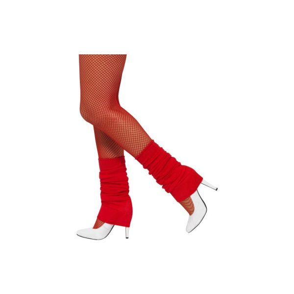 Red Ladies 80's Leg Warmers - 1980s fancy dress leg warmers legwarmers ladies dance smiffys accessory red knitted new