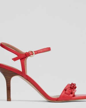 Red Leather Ivonne Heeled Sandals