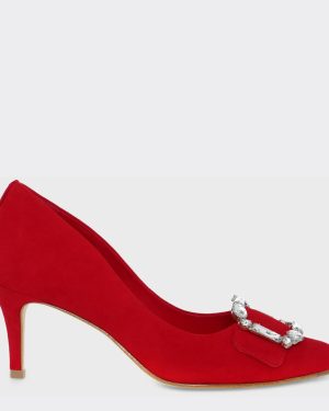 Red Lucinda Suede Court Shoes