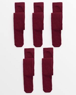 Red Red Burgundy Super Soft Seamless Tights 5 Pack (2-3 Years) - Tu by Sainsbury's