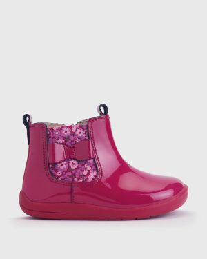Red START-RITE Wonderland Cherry Red Patent Leather Zip Up First Chelsea Boots - Start-Rite by Sainsbury's