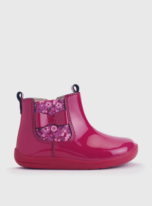 Red START-RITE Wonderland Cherry Red Patent Leather Zip Up First Chelsea Boots - Start-Rite by Sainsbury's