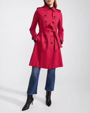 Red Saskia Cotton Blend Trench Coat