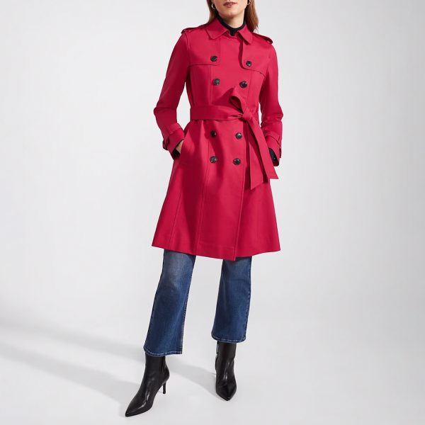 Red Saskia Cotton Blend Trench Coat