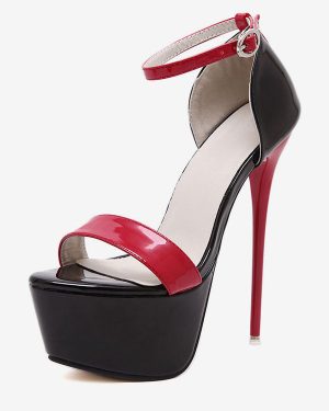 Red Sexy Shoes Platform Open Toe Sky High Ankle Strap Sandal Shoes High Heel Sandals