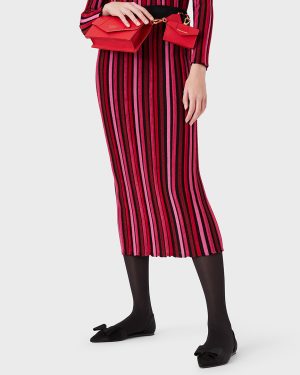 Red Stripe Midi Skirt