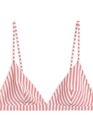 Red Striped Bikini Top