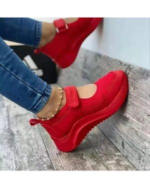 (Red, UK 6) Womens Ladies Wedge Trainers Slingback Sneakers Casual Running Sports Shoes Size