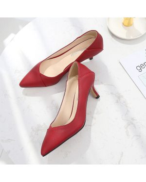 (Red, UK7.5=EUR42) Women Party Evening Low Mid Kitten Heel Shoes