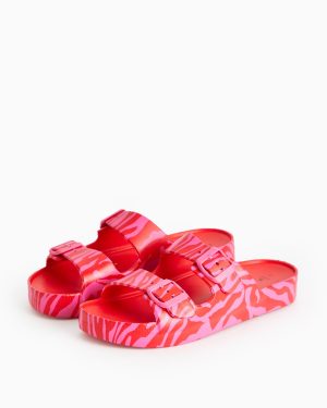 Red Zebra Print Eva Sliders