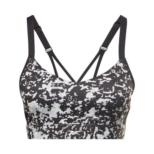Reebok Lux Speckle Modern Safari Strappy Bra Womens Medium Impact Sports - Black