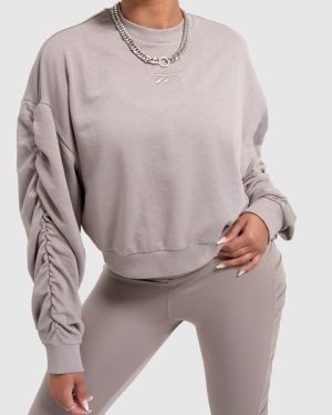 Reebok Ruched Womens Crop Sweatshirt in Grey, Size: XS