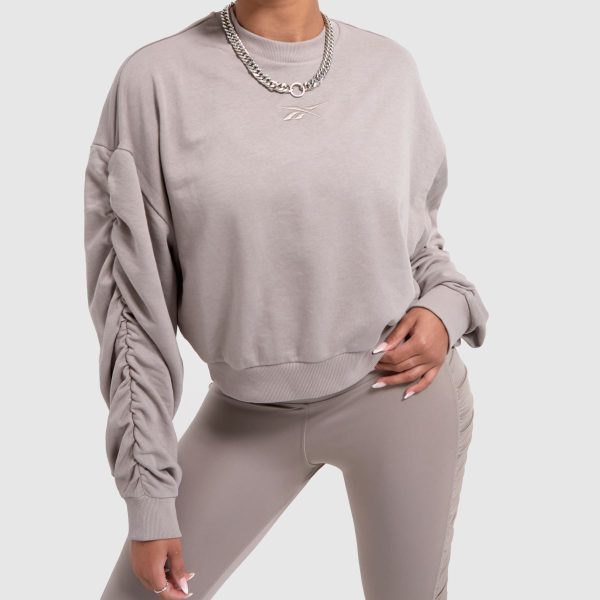 Reebok Ruched Womens Crop Sweatshirt in Grey, Size: XS