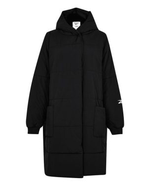 Reebok Studio Padded Long Jacket Womens Puffer - Black
