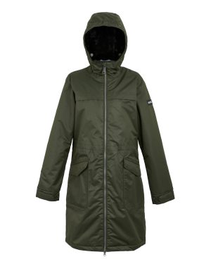 Regatta Women's Lightweight Romine II Waterproof Parka Jacket Dark Khaki Black, Size: 10