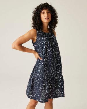 Regatta Women's Lightweight Trisa Smock Dress Navy White Micro Dot, Size: 8