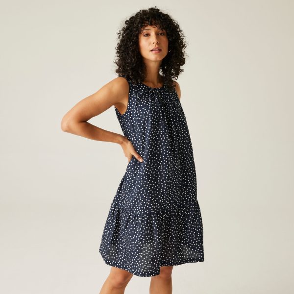 Regatta Women's Lightweight Trisa Smock Dress Navy White Micro Dot, Size: 8