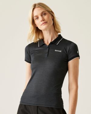 Regatta Women's Quick-drying Remex II Active Polo Shirt Black, Size: 12