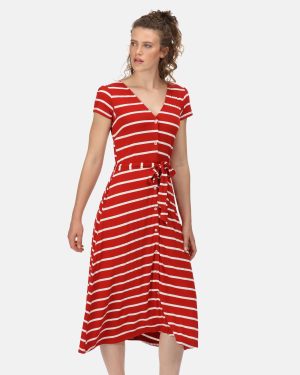 Regatta Women's Stylish Maisyn Stripe Shirt Dress True Red White Stripe, Size: 8
