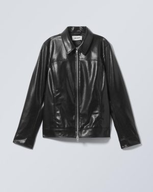 Regular Fit Faux Leather Jacket