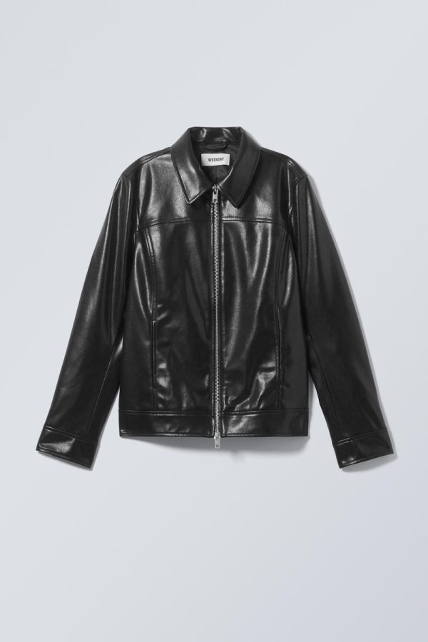 Regular Fit Faux Leather Jacket