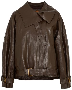 Rejina Pyo Juno Faux Leather Jacket - Dark Brown - XS