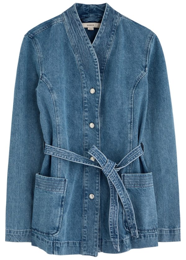 Remain BY Birger Christensen Belted Denim Jacket - Indigo - 38 (UK10 / S)