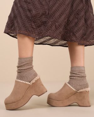 Remeena Mushroom Suede Platform Clogs