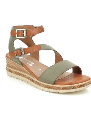 Remonte D3052-54 Boustrap Green Womens Wedge Sandals in a Plain Man-made in Size 37
